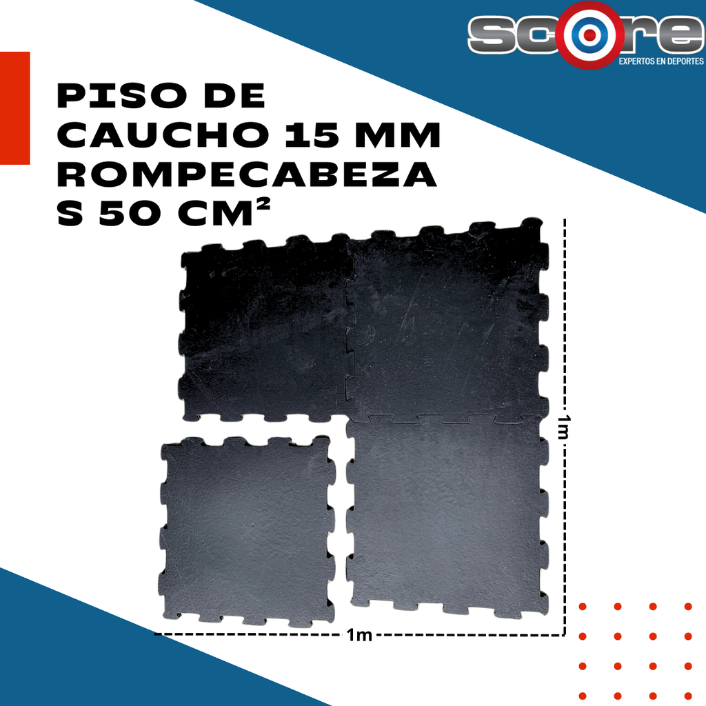 Piso de caucho 15 mm rompecabezas 50 cm²