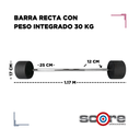 Barra recta con peso integrado 30 kg