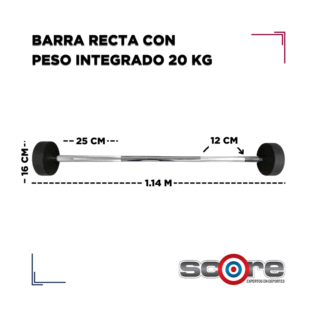 Barra recta con peso integrado 20 kg