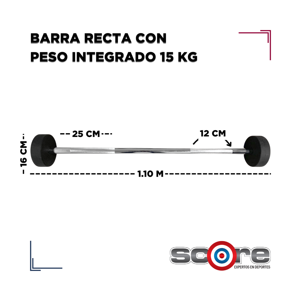 Barra recta con peso integrado 15 kg
