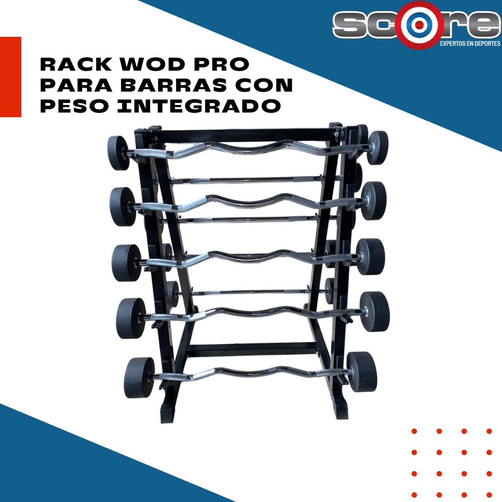 Barras de peso integrado 10 pzas con rack Wod Pro