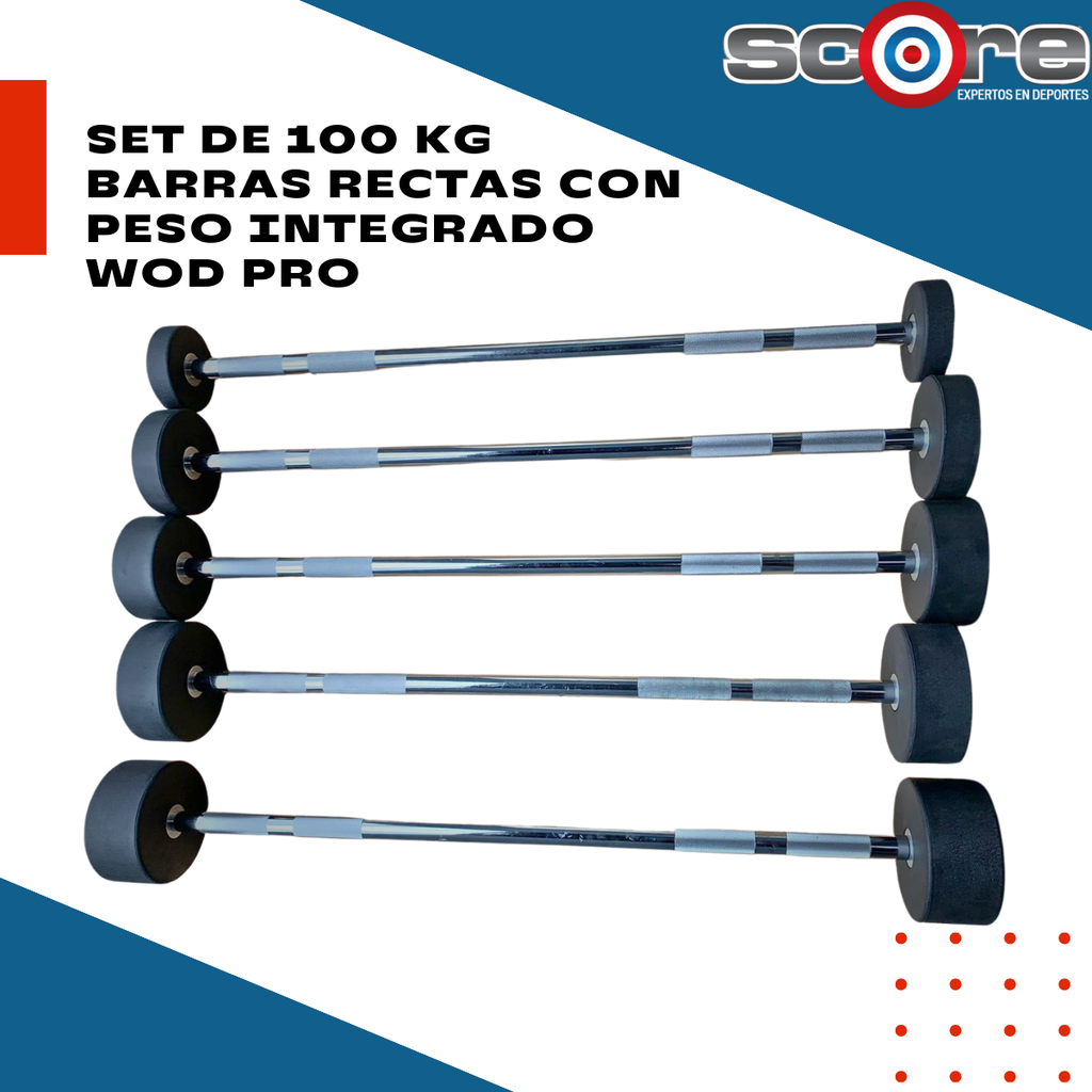 Set de 100 kg barras rectas con peso integrado Wod Pro