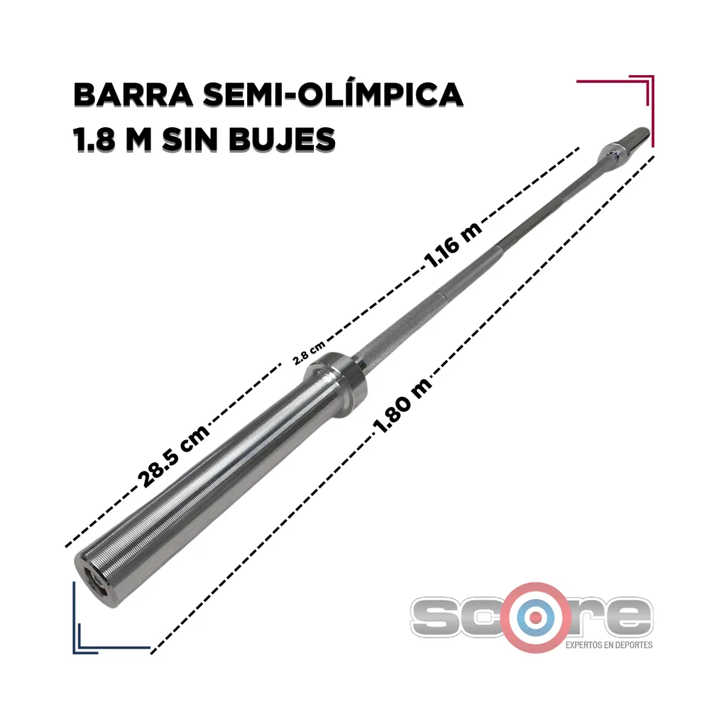 Barra semi-olímpica 11.8 kg sin bujes Wod Pro