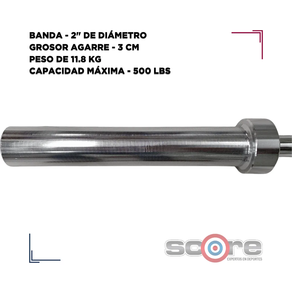 Barra semi-olímpica 11.8 kg sin bujes Wod Pro