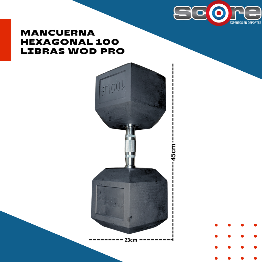 Par de mancuernas hexagonales 100 Libras Wod Pro