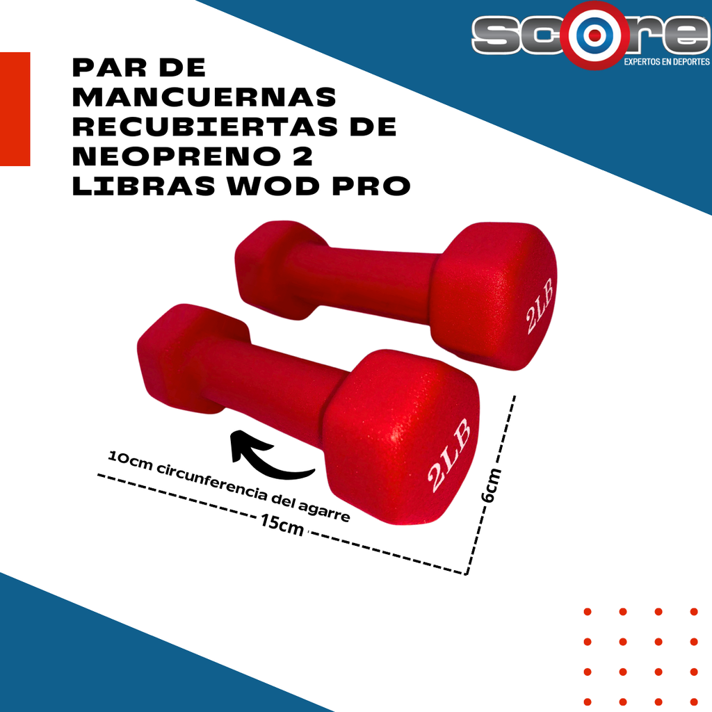 Par de mancuernas recubiertas de neopreno 2 libras Wod Pro