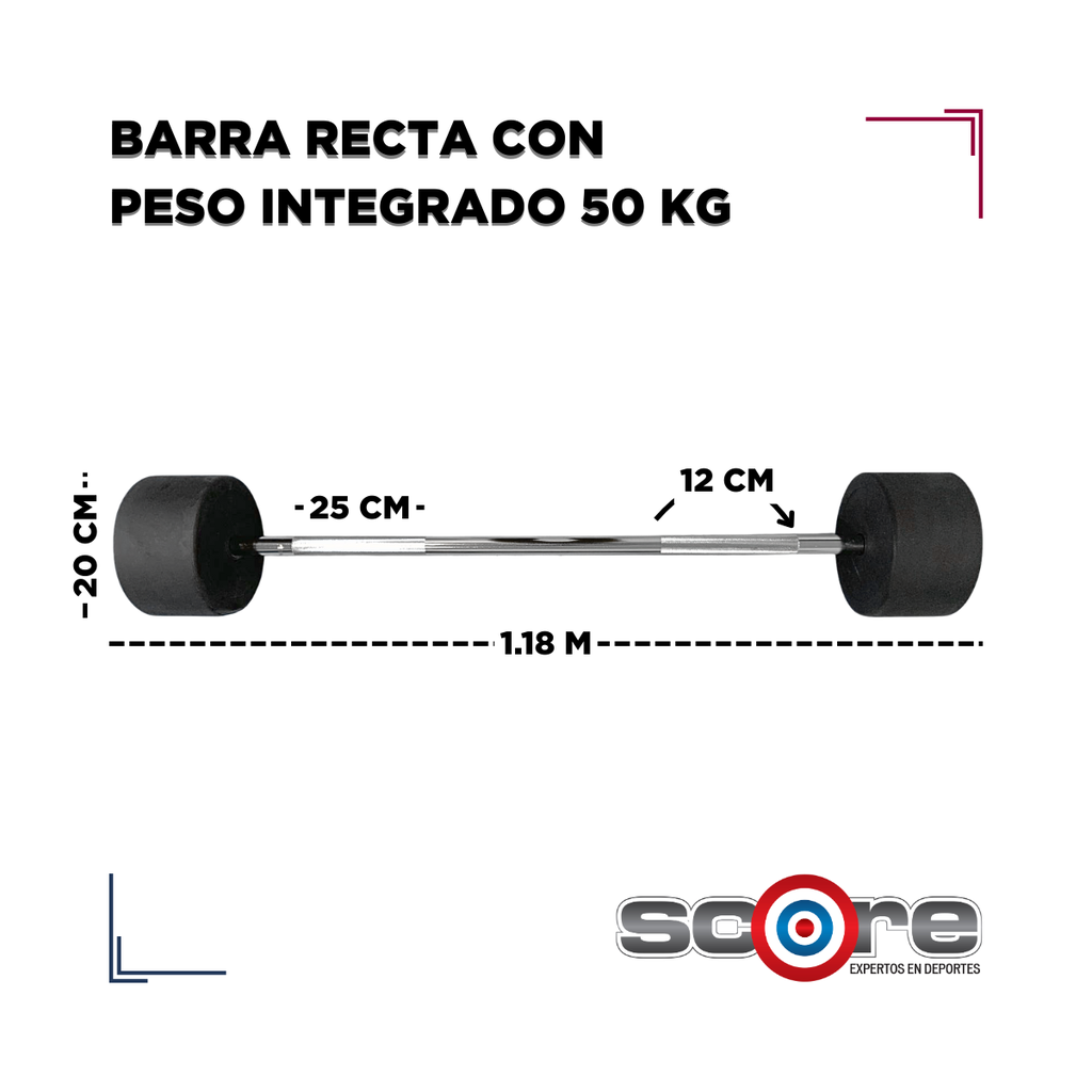 Barra recta con peso integrado 50 kg