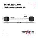 Barra recta con peso integrado 55 kg