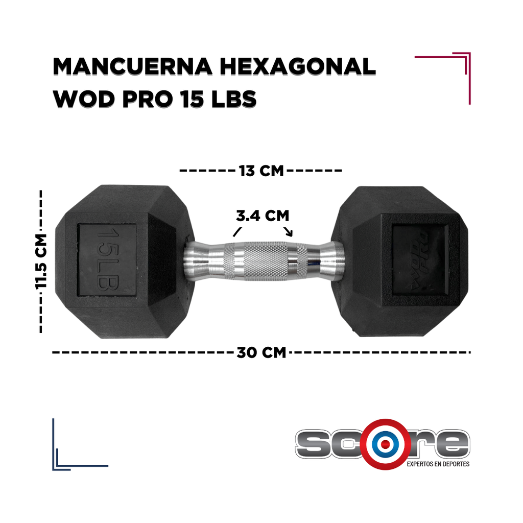 Par de mancuernas hexagonales 15 lb Wod Pro