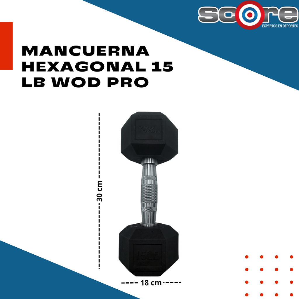 Par de mancuernas hexagonales 15 lb Wod Pro