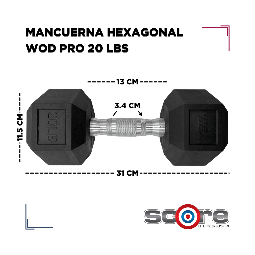 Par de mancuernas hexagonales 20 lb Wod Pro