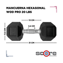 Par de mancuernas hexagonales 20 lb Wod Pro