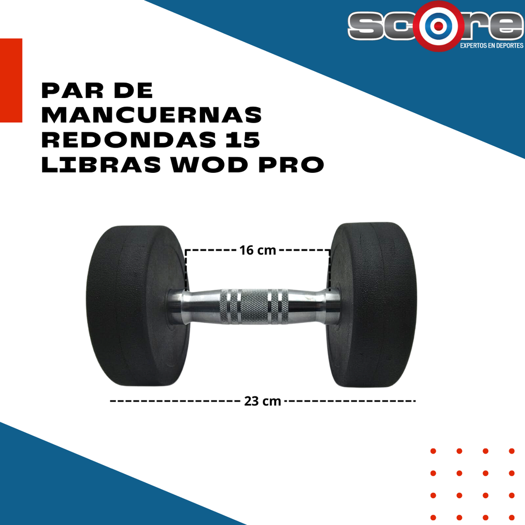 Par de mancuernas redondas 15 Libras Wod Pro