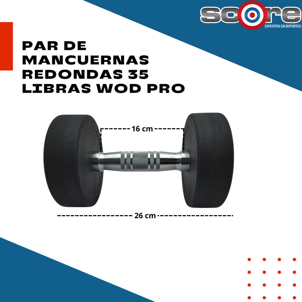 Par de mancuernas redondas 35 Libras Wod Pro