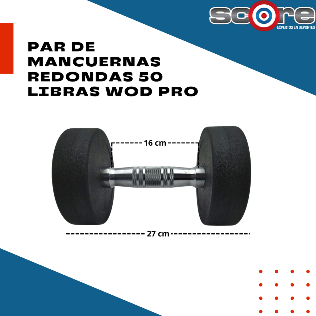 Par de mancuernas redondas 50 Libras Wod Pro