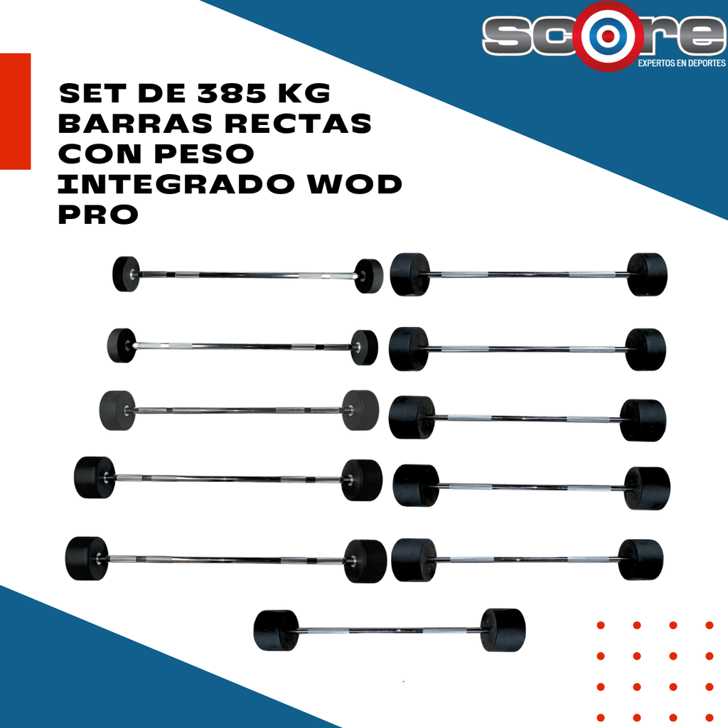 ​Set de 385 kg barras rectas con peso integrado Wod Pro