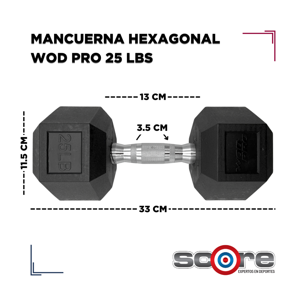 Par de mancuernas hexagonales 25 lb Wod Pro