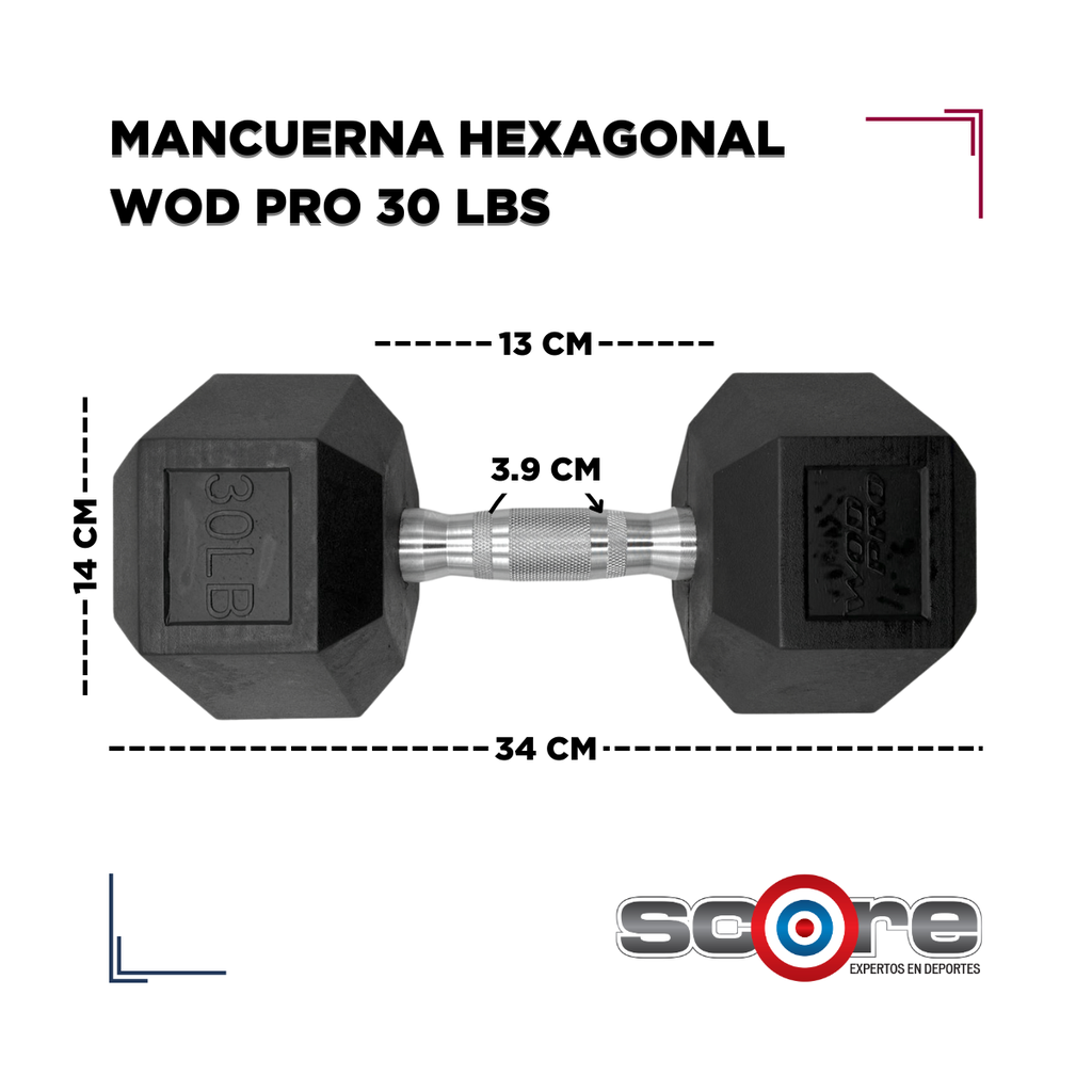 Par de mancuernas hexagonales 30 Lb Wod Pro