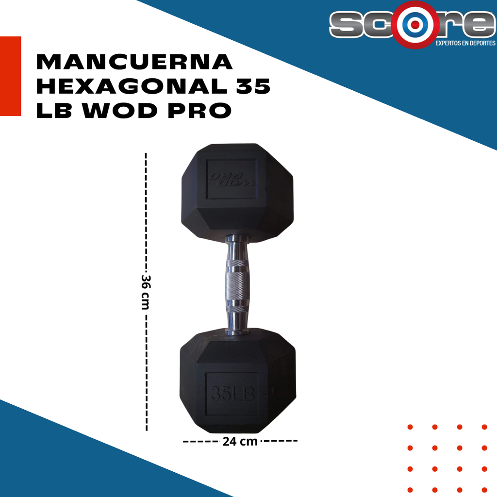 Par de mancuernas hexagonales 35 lb Wod Pro