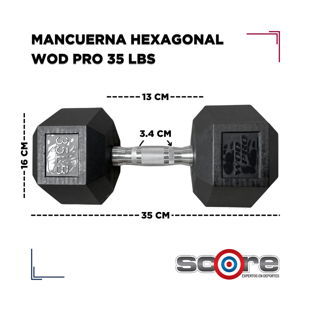 Par de mancuernas hexagonales 35 lb Wod Pro