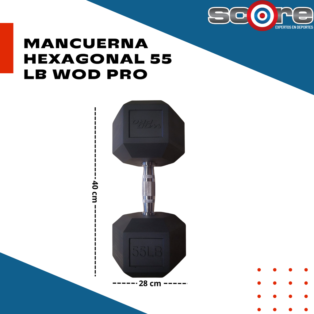 Par de mancuernas hexagonales 55 lb Wod Pro