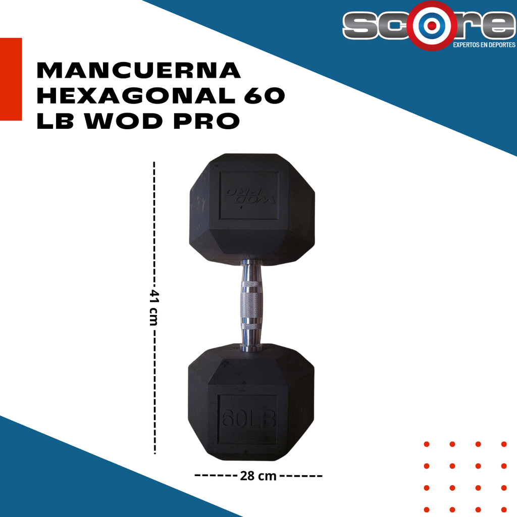 Par de mancuernas hexagonales 60 Libras Wod Pro