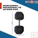 Par de mancuernas hexagonales 70 libras Wod Pro