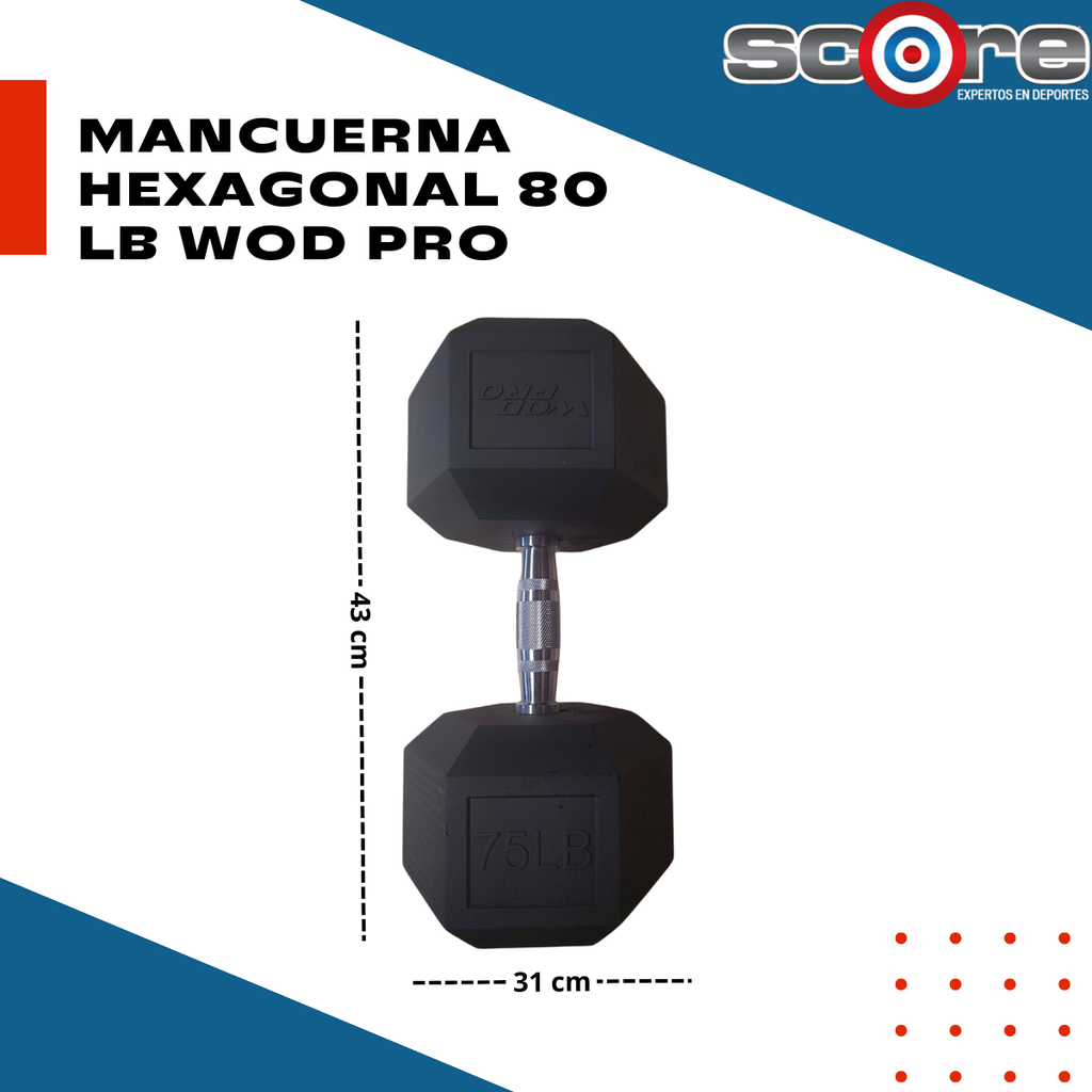 Par de mancuernas hexagonales 80 libras Wod Pro