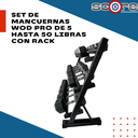 Set de mancuernas Wod Pro de 5 hasta 50 libras con rack