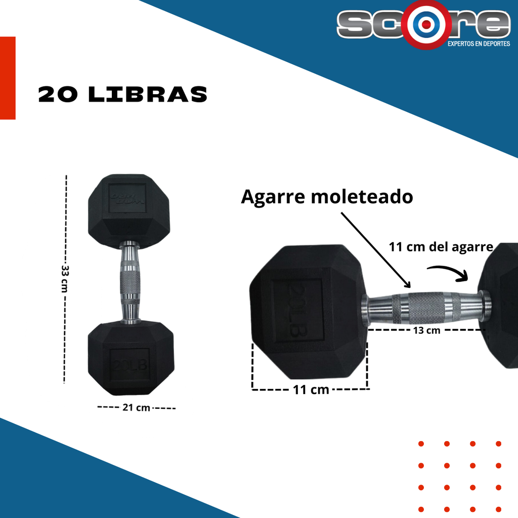 Set 550 libras de mancuernas hexagonales de 5 a 50 libras Wod Pro