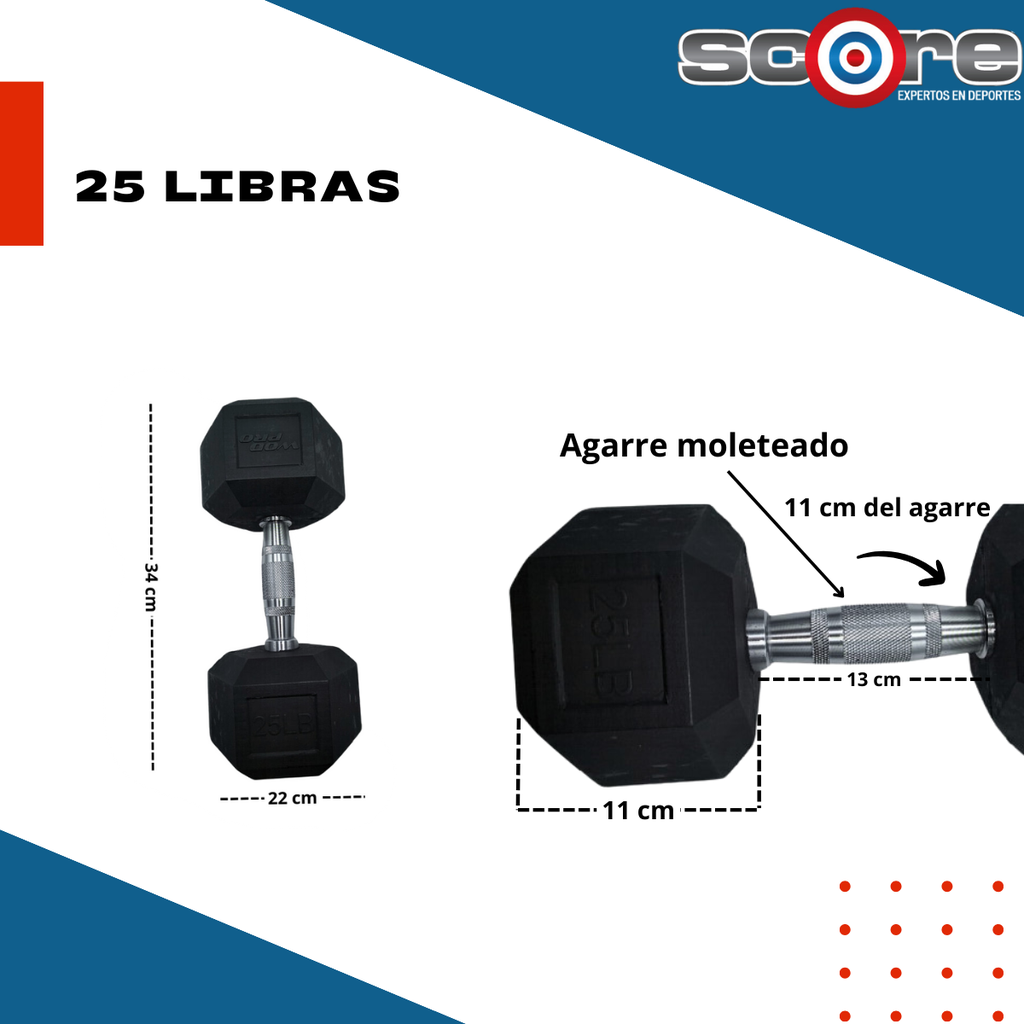 Set 550 libras de mancuernas hexagonales de 5 a 50 libras Wod Pro