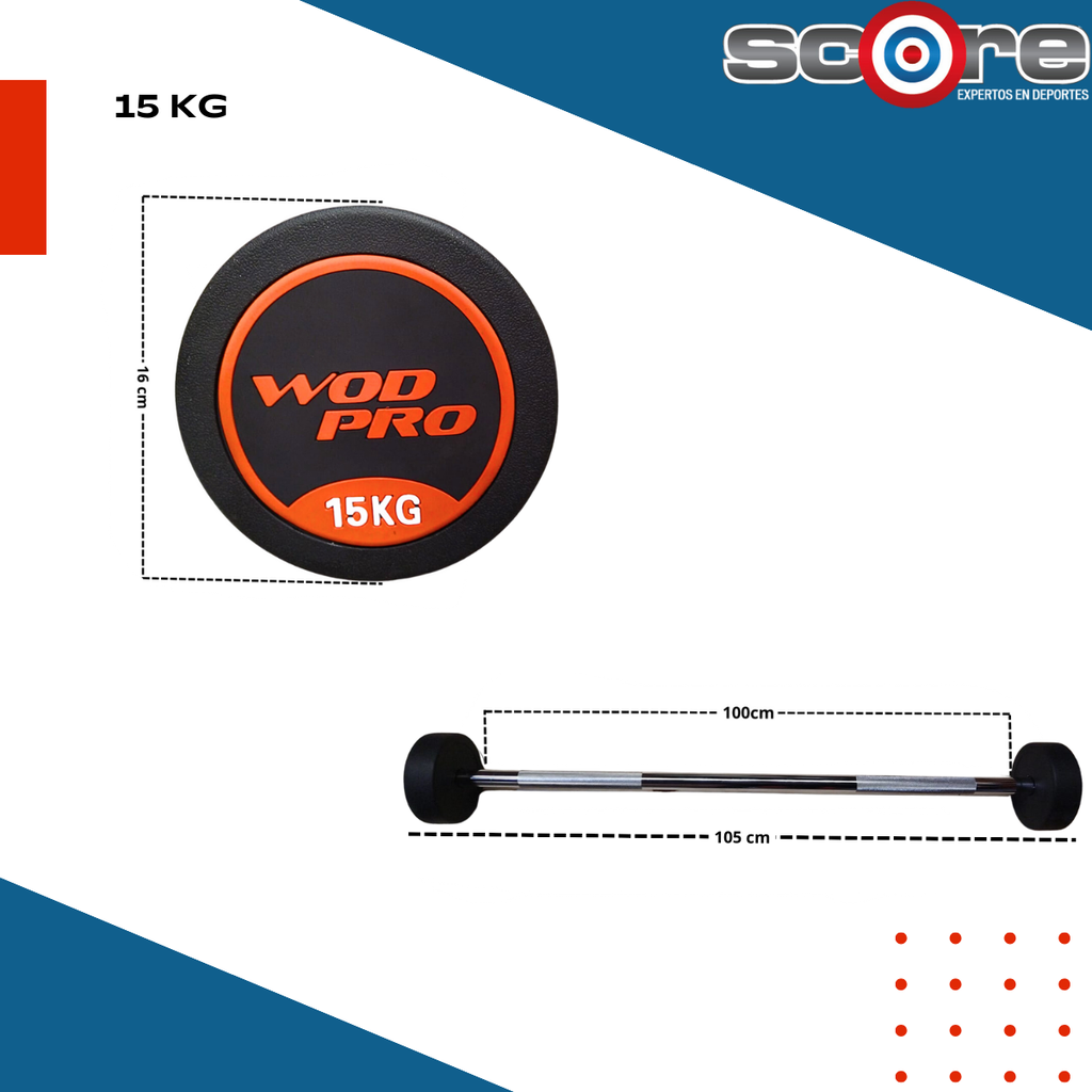 ​Set de 385 kg barras rectas con peso integrado Wod Pro