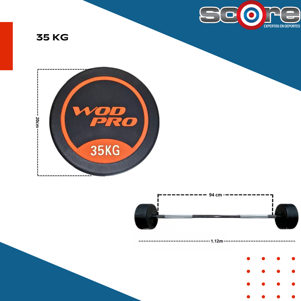 ​Set de 385 kg barras rectas con peso integrado Wod Pro