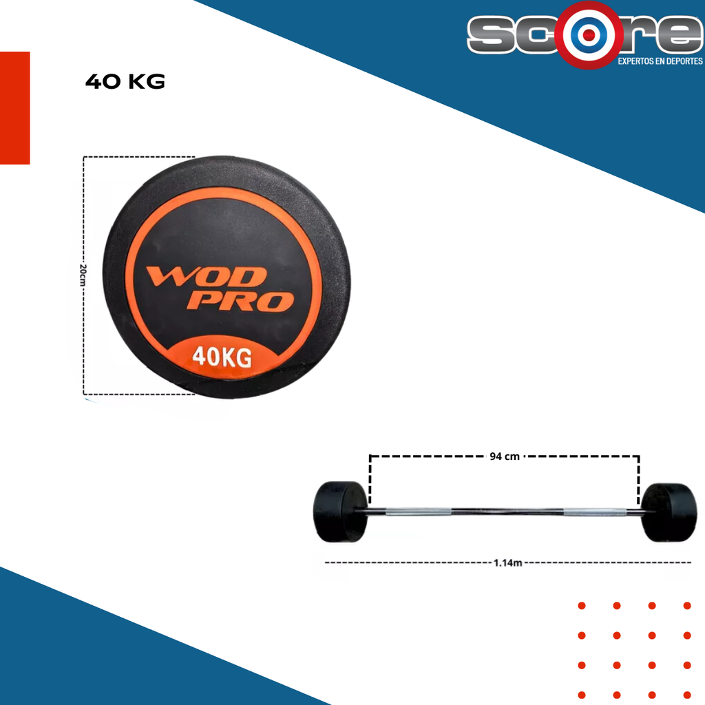 ​Set de 385 kg barras rectas con peso integrado Wod Pro