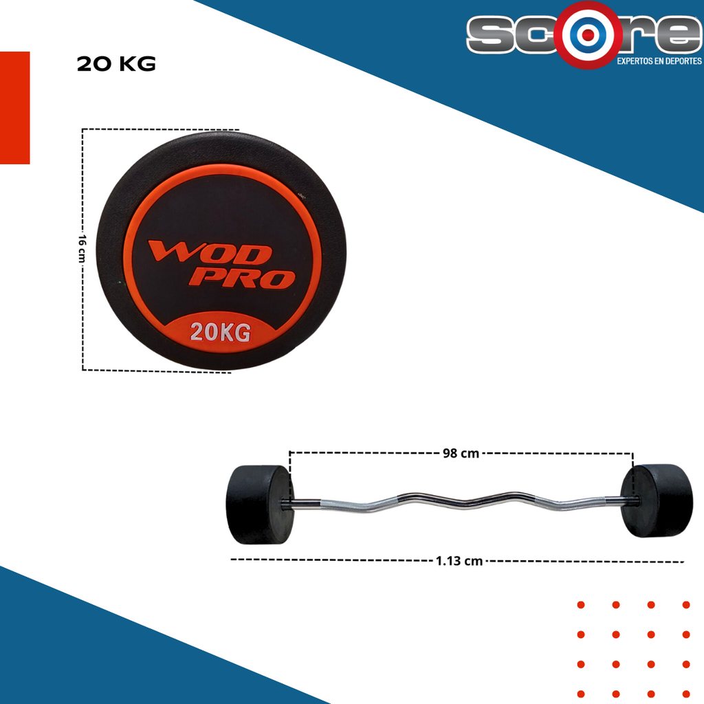 Set de 100 kg barras Z con peso integrado Wod Pro