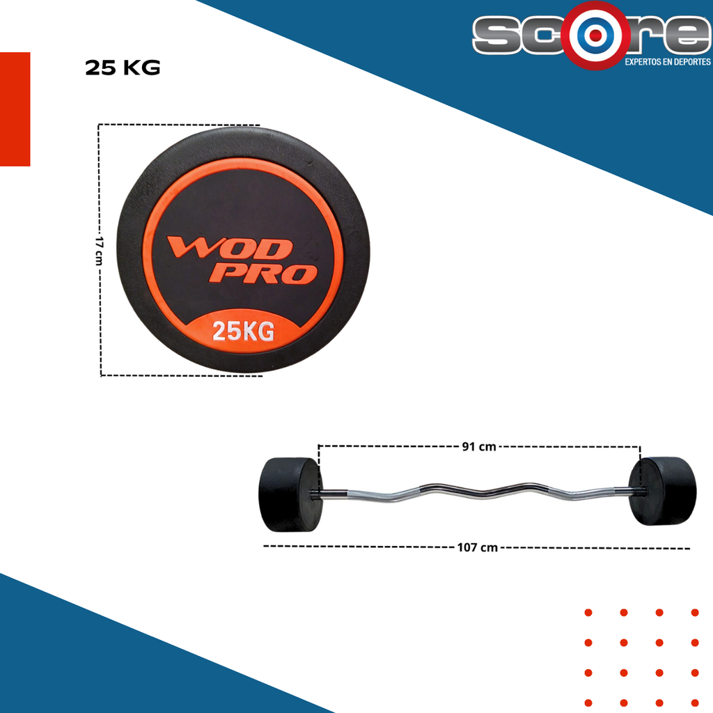 Set de 100 kg barras Z con peso integrado Wod Pro