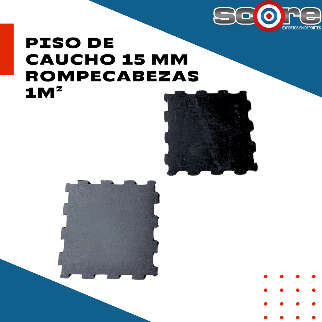 Piso de caucho 15 mm rompecabezas 1 m²