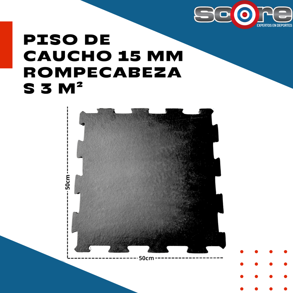 Piso de caucho 15 mm rompecabezas 3 m²
