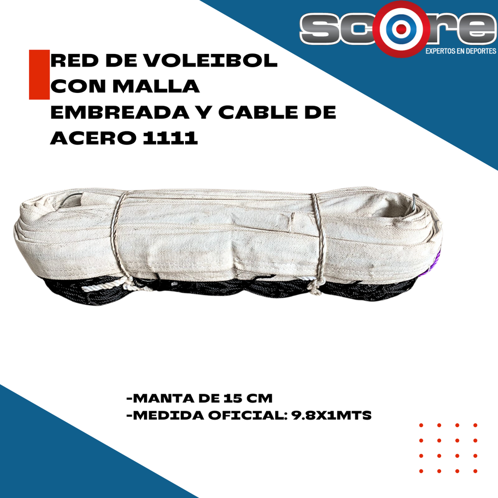 Red de voleibol con malla embreada y cable de acero 1111