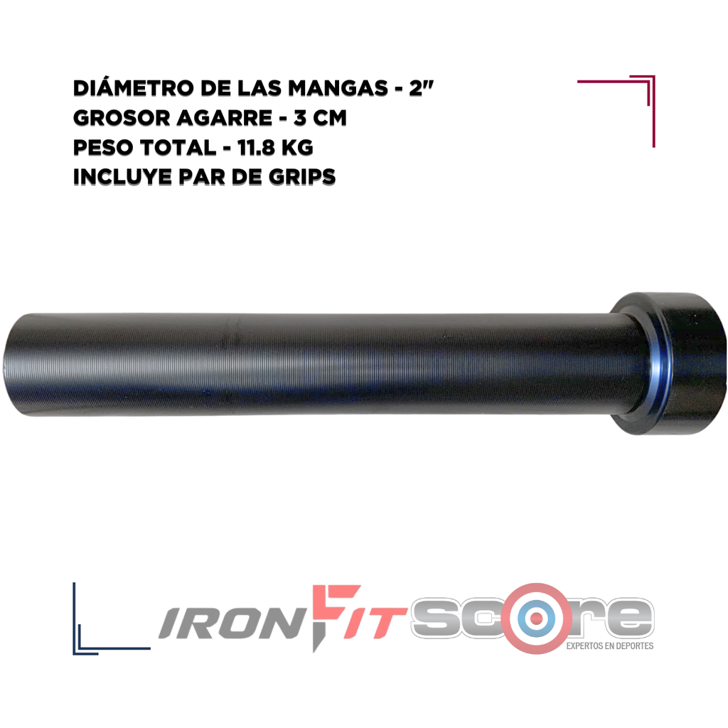 Barra Semi-olímpica IronFit 1.8m 11.8kg Sin Bujes