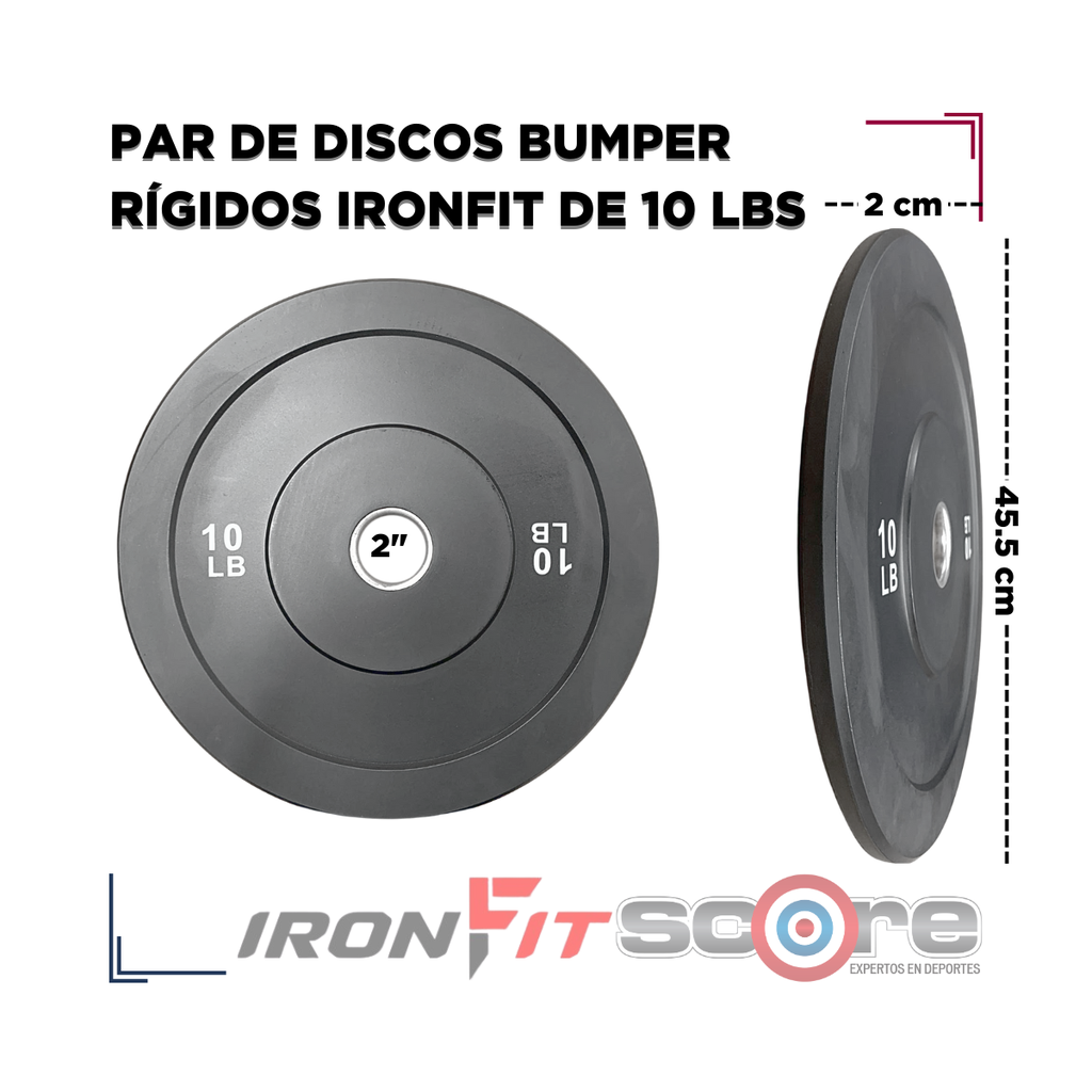 Par de Discos Bumper Rígidos IronFit de 10 Lbs