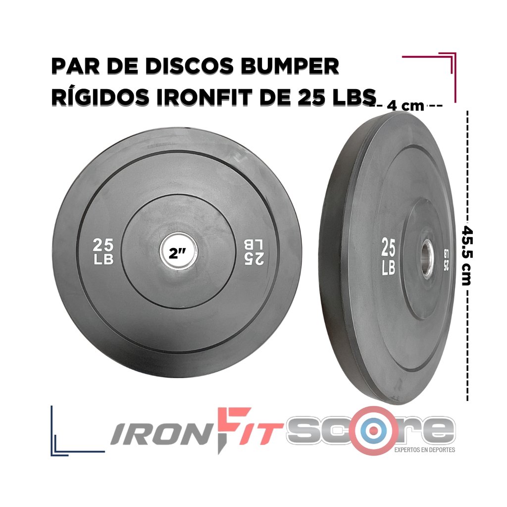 Par de Discos Bumper Rígidos IronFit de 25 Lbs