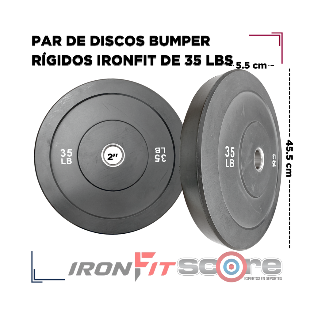 Par de Discos Bumper Rígidos IronFit de 35 Lbs