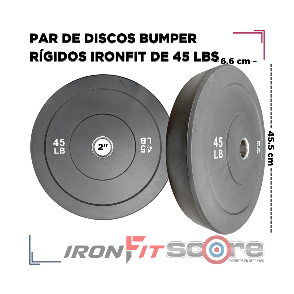 Par de Discos Bumper Rígidos IronFit de 45 Lbs