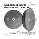 Par de Discos Bumper Rígidos IronFit de 45 Lbs
