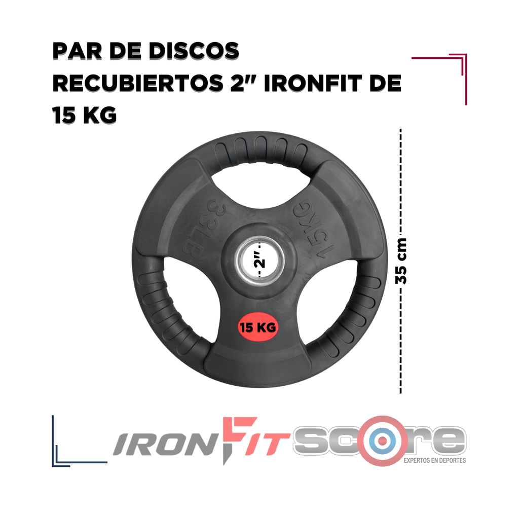 Par de Discos Recubiertos 2" IronFit de 15 kg