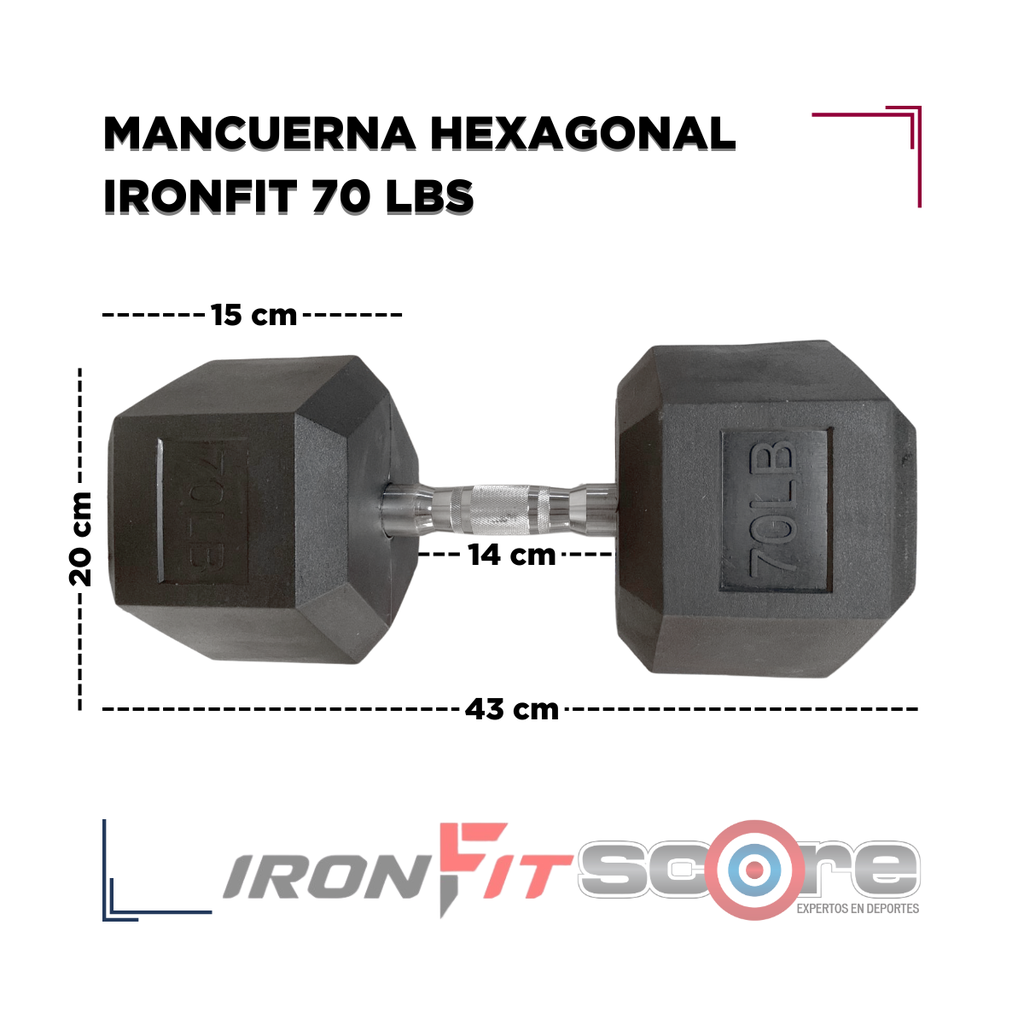 Par de Mancuernas Hexagonales IronFit 70 Lbs