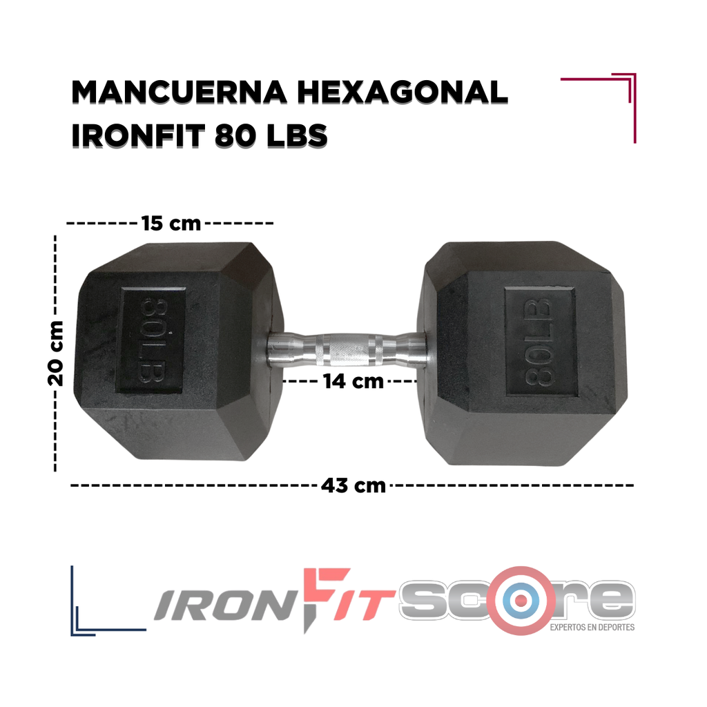 Par de Mancuernas Hexagonales IronFit 80 Lbs