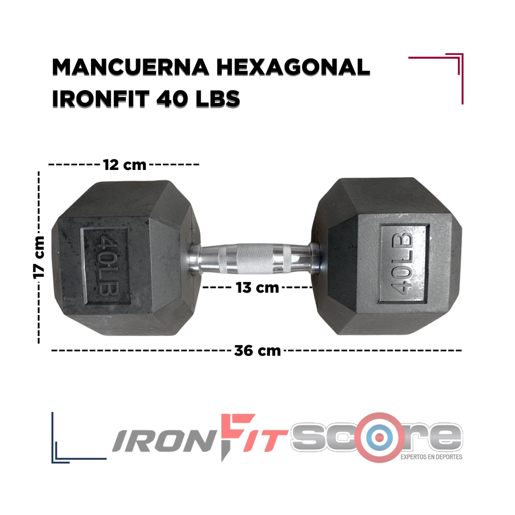 Par de Mancuernas Hexagonales IronFit 40 Lbs