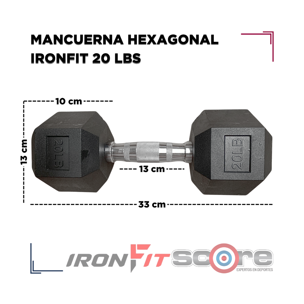 Par de Mancuernas Hexagonales IronFit 20 Lbs